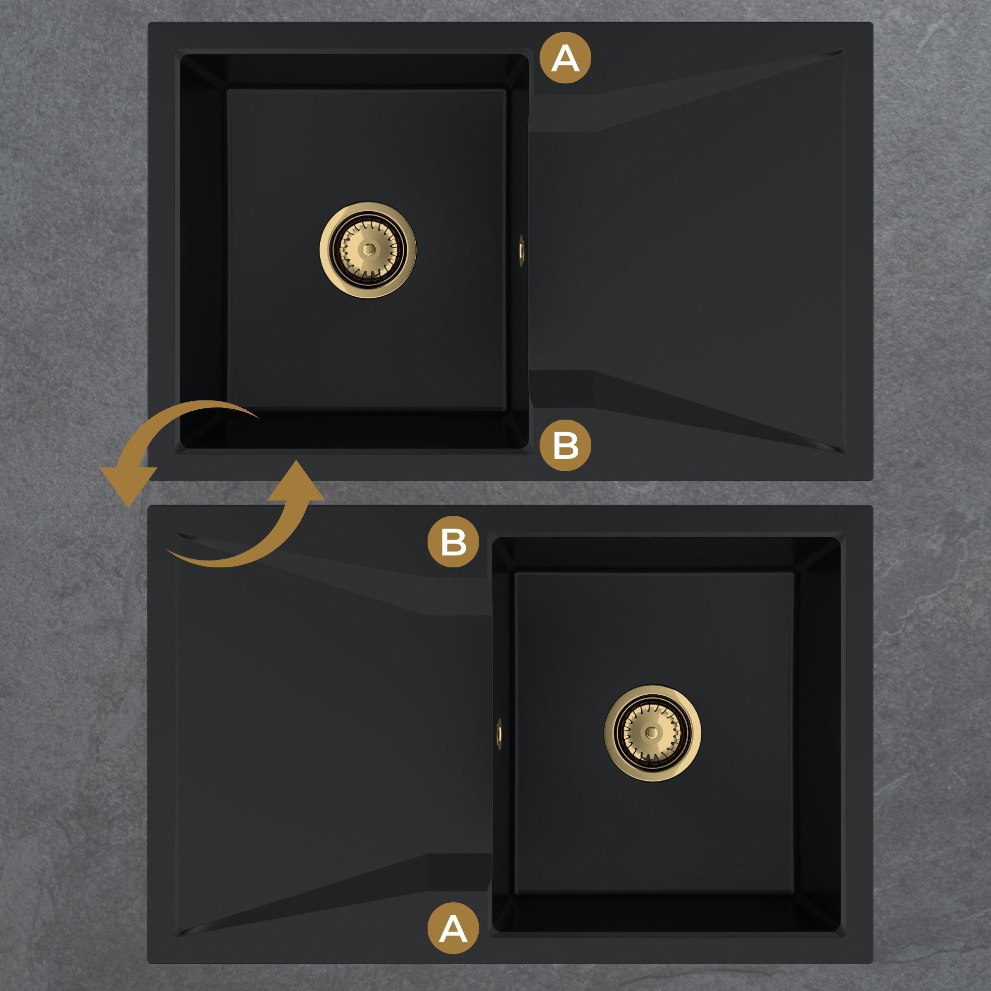 Zlew granitowy z personalizowanymi otworami na akcesoria